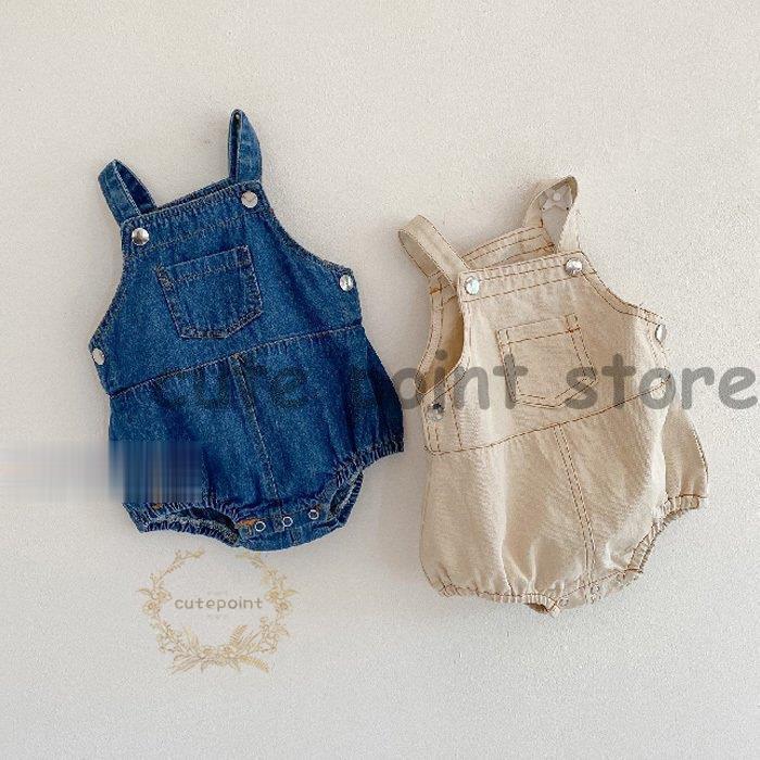 韓国子供服 ベビー服 デニムサロペット赤ちゃんカバーオールロンパース春服新作女の子男の子 韓国子供 新生児用カジュアル 可愛いお出かけかわいい おしゃれ
