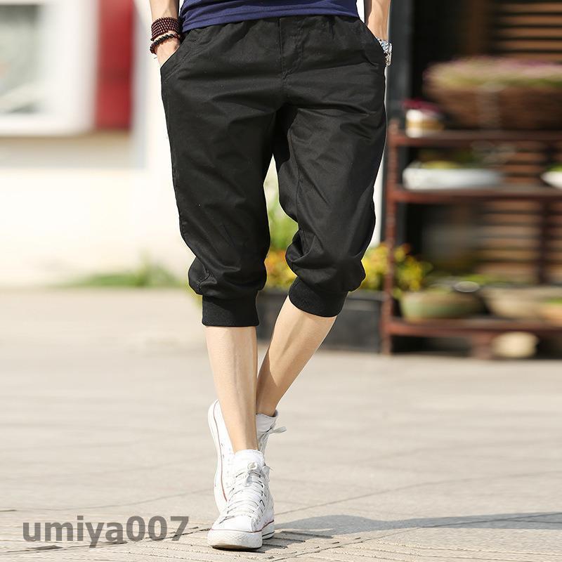 サルエルパンツ ハーフパンツ メンズ 7分丈 短パン 涼しい スリム ウェストゴム ショートパンツ 大きいサイズ 無地 夏 ゆったり 運動服 シンプル 春コーデ