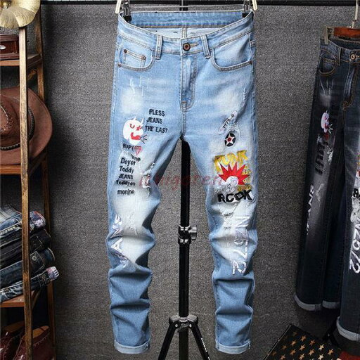 刺繍ジーンズ デニムパンツ メンズ ダメージ加工 スキニーデニムパンツ イージーパンツ ジーンズ ファッション 春秋 刺繍ジーンズ デニムパンツ メンズ ダメージ加工 スキニーデニムパンツ イージーパンツ ジーンズ ファッション 春秋