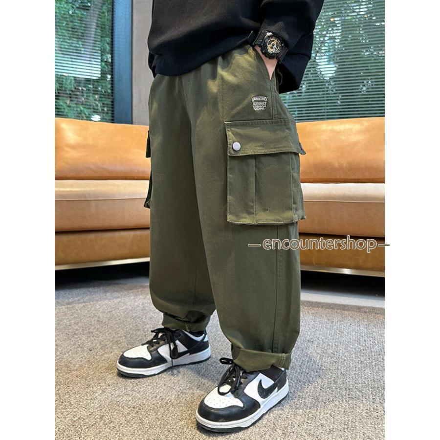 ロングパンツ キッズ ジュニア 子供服 ダンス衣装 男の子 演出 サルエルパンツ 長ズボン ボトムス カーゴパンツ 可愛い おしゃれ ストレッチ