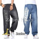 極太 デニム ジーンズ パンツ メンズ ルーズフィット B系 レディース ヒップホップ ストリート系 印字 英字 ロゴ HIPHOP バギーパンツ 大きいサイズ ゆったり