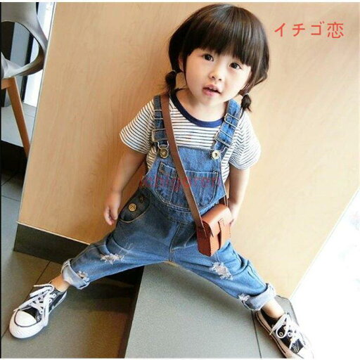 オールインワン ダメージ ジーンズデニムジーパン子供服キッズサロペット オールインワン ダメージ ジーンズデニムジーパン子供服キッズサロペット