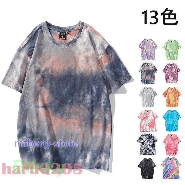 SUKA - Tシャツ 半袖 メンズ タイダイTシャツ 夏 染め tシャツ ティーシャツ 夏服 ペアルック カットソー トップス クルーネック グラデーション