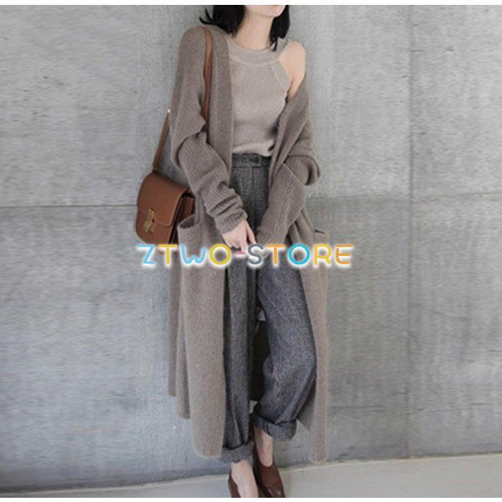 2色有り カーディガン レディース ロングカーデ 長袖 ボリューム袖 ロング丈 こなれ感 ポケット付き 大人っぽい ルーズ 上品 カジュアル フェミニン S-2XL