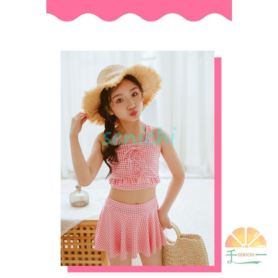 キッズ 水着 セパレート 水着 女の子 子供 みずぎ ビキニ スイムウェア チェック柄 フリル 海 プール ビーチ リゾート 温泉 幼稚園 保育園 小学生