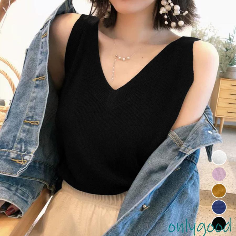 ニットタンクトップ Vネックサマーニット