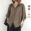 ブラウス レディース Tシャツ シャツ ゆったり 麻綿 7分袖 春 夏 秋 大きサイズ 着痩せ きれいめ 無地 白 前開き トップス おしゃれ 30代 40代 50代