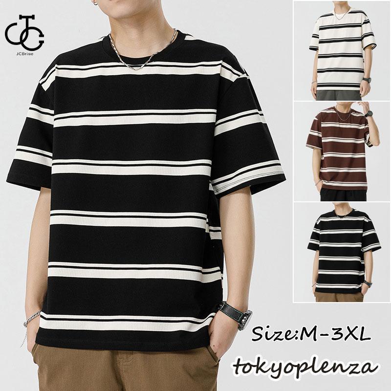 Rakuten - Tシャツ ストライプ tシャツ メンズ 半袖tシャツ 無地 おしゃれ 大きいサイズ 夏服 30代 40代 50代 60代