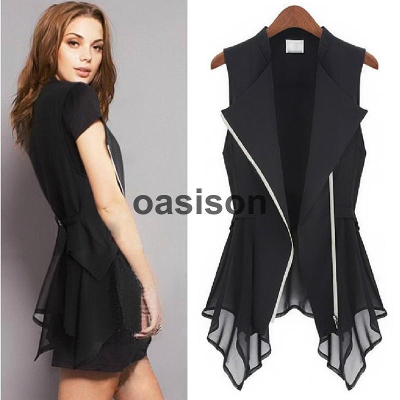 ジレベスト シフォン切替 スーツベスト レディース無地 チョッキ ベスト 薄手 トップス 春夏 オフィス 通勤OL 女性 カジュアル 着痩せ 新作