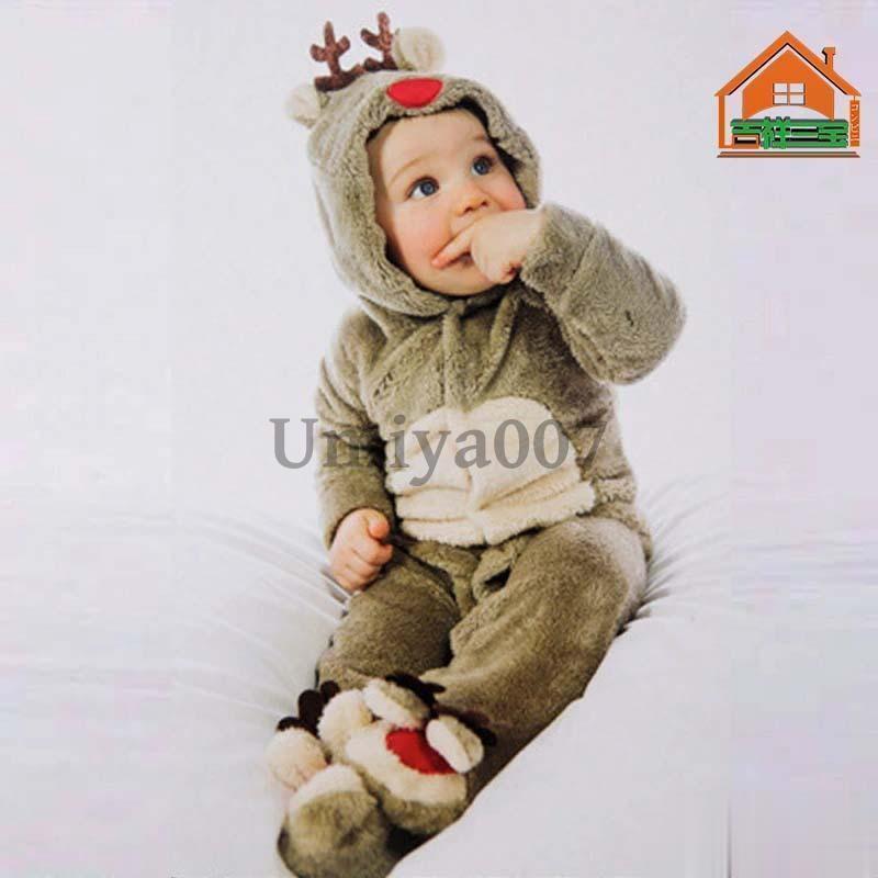 クリスマスプレゼント サンタ トナカイ着ぐるみ コスチューム 着ぐるみ オールインワン トナカイ着ぐるみ もこもこ 子供用 トナカイ ベビー カバーオール