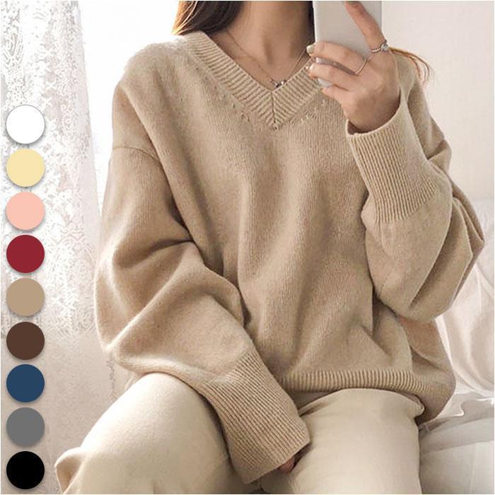 ニット レディース 長袖 通販 Vネック セーター ニットセーター プルオーバー トップス かわいい おし..