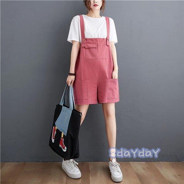 夏 きれいめ オーバーオール ゆったり スウェット ショートパンツ レディース 涼しいズボン カラーパンツ サロペット 夏ズボン 半ズボン