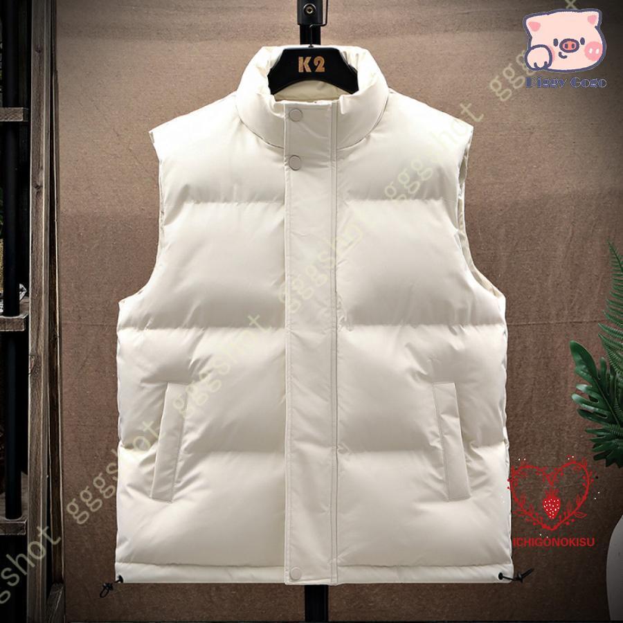 ダウンベスト メンズ 秋冬 中綿ベスト 無地 厚手 シンプル 男性用 コート 無袖 チョッキ 重ね着 暖かい 防風 保温 防寒 スタンドカラー ジッパー カジュ...