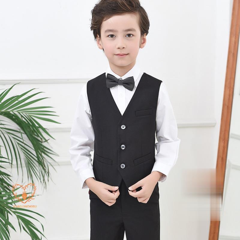 ベスト キッズ ファッション 春 秋 スーツ ベスト 子供服 ボーイ ドレス コード 子供 学生 結婚式 ブラ..