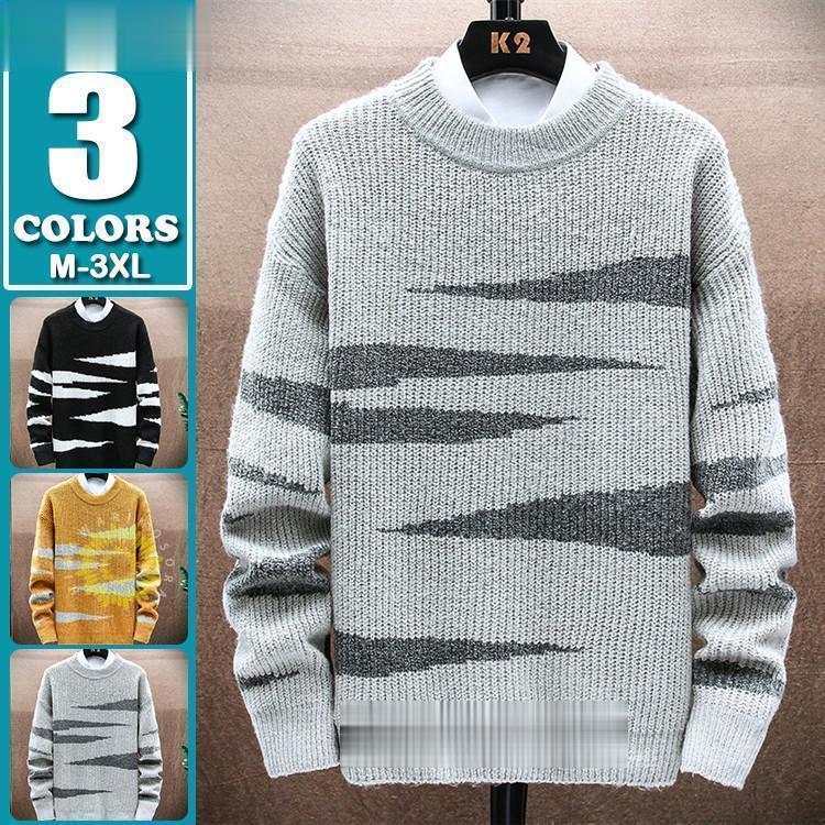 クルーネック メンズ ニットセーター ニット プルオーバー 長袖セーター ニットソー 秋冬 トップス お..