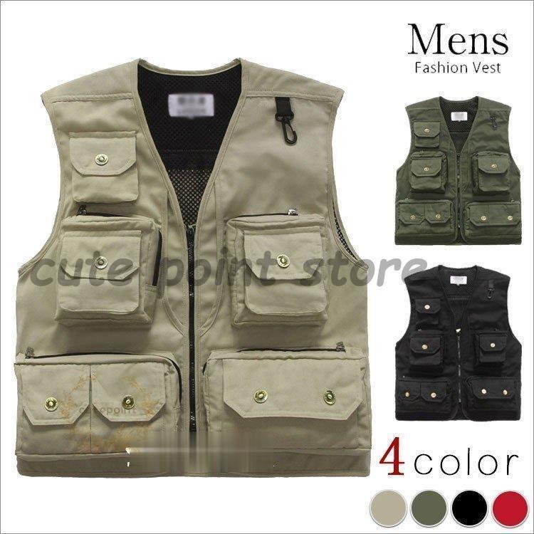 Rakuten - フィッシングベスト メンズ ベスト メッシュベスト お釣りベスト アウトドアベスト ミリタリーベスト カメラマン 登山 ベスト 多機能 新作