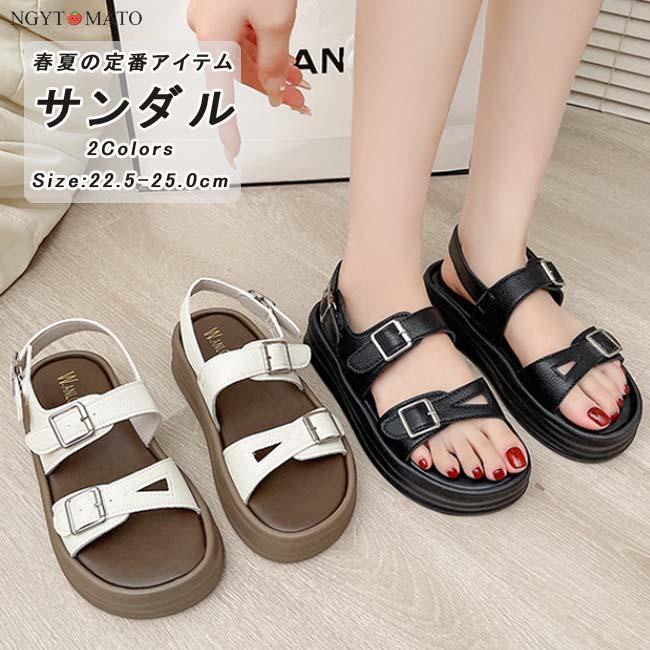 サンダル 厚底 プラットフォーム ストラップ スポーツサンダル 厚底サンダル ベルトサンダル 通学 通勤 おしゃれ 美脚 大人 カジュアル 歩きやすい 可愛い 黒 白
