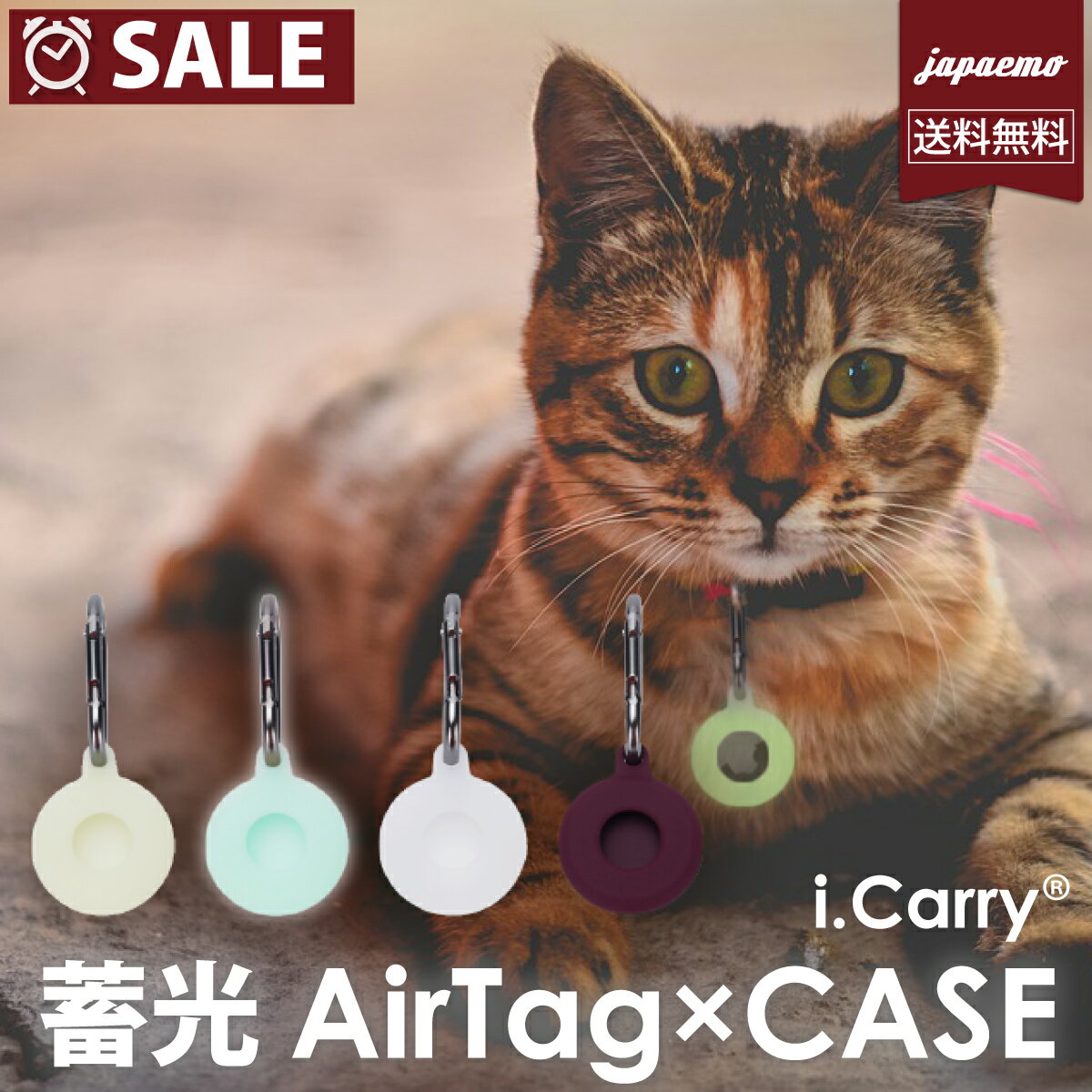 【2022年】蓄光 AirTag 対応 シリコン カラビナ付き キーリング 子供 お年寄り 介護 用 犬 猫 ペット 家族 エアタグホルダー エアタグケース 洗える エアタグ 脱走防止 メタリック カラー 透明 愛犬 愛猫 父 母 【 メール便 全国 送料無料 】ブルーDM