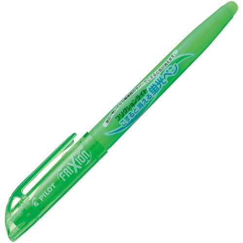 【イージャパンモール】【返品・交換・キャンセル不可】 必ず2通目のメールをご確認ください。 ※本商品は熨斗・包装（ラッピング）はお承り出来ない商品となります。※商品はご注文（ご決済）後、2-5営業日で発送（土・日・祝日除く）となります。※配送業者と契約がないため、送付先が北海道・沖縄・離島の場合キャンセルとさせていただきます。※発送予定日は、在庫がある場合の予定日となります。 ※在庫がない場合には、キャンセルとさせて頂きます。 ※納期が遅れます場合には改めてご連絡させて頂きます。※本商品はメーカー取り寄せ商品となります。 流動在庫となりますためお手配時に在庫がない場合はキャンセルとさせていただきます。 在庫と納期のご確認が必要な場合は事前にお問い合わせください。 ※ご注文確定後でのキャンセルやお届け先の変更等はお承りできませんのでご注意ください。 また、交換・返品はお承りできません。 ※商品のお写真はイメージ画像です。概要 【使い切りタイプ】引きすぎ、引き間違いも簡単消去。こすると消える蛍光ペン。 商品説明 ●書いて、消して、また書ける。 仕様 タイプ 使い切りタイプ インク種類 フリクションインキ インク色 グリーン 線幅 3.3mm 材質 軸：再生PP、キャップ：再生PC その他仕様 ●方式：キャップ式 備考 ※60℃以上になる場所に放置しないでください。インキが無色になります。※感熱紙などの紙の種類によっては、消去に不向きな場合があります。 シリーズ名 フリクション JANコード 4902505375071 環境商品 プラスチックの再利用87％エコマーク認定番号：17112109 【メーカー・製造または販売元】パイロット【広告文責】株式会社イージャパンアンドカンパニーズ 072-875-6666《ご注意ください》 ※本商品はキャンセル・返品・交換不可の商品です。 ※商品はご注文後、1週間前後でお届けとなります。 ※商品の性質上、返品・交換・キャンセルはお受けできません。 　不良品、内容相違、破損、損傷の場合は良品と交換いたします。 　但し、商品到着から3日以内にご連絡をいただけない場合、交換いたしかねますのでご注意ください。 ※商品がリニューアルしている場合、リニューアル後の商品にてお届けとなる場合がございます。[関連キーワード：文房具 筆記具 蛍光ペン 蛍光ペン 本体]