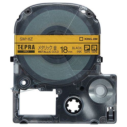 テプラ PRO テープカートリッジ カラーラベル(メタリック) 18mm 金/黒文字 1個