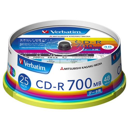 データ用CD?R 700MB 48倍速 ホワイトワイドプリンタブル スピンドルケース 1パック 25枚 