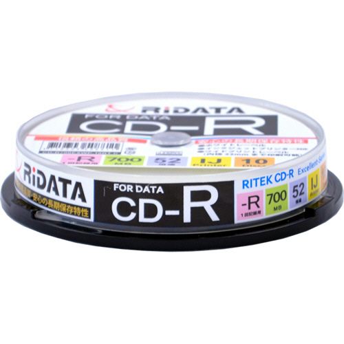 データ用CD?R 700MB 1?52倍速 ホワイトワイドプリンタブル スピンドルケース 1パック(10枚)