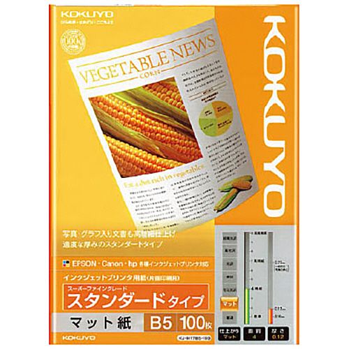 B5 Size Paper - インクジェットプリンタ用紙　スーパーファイングレード　スタンダードタイプ　B5　1冊（100枚）