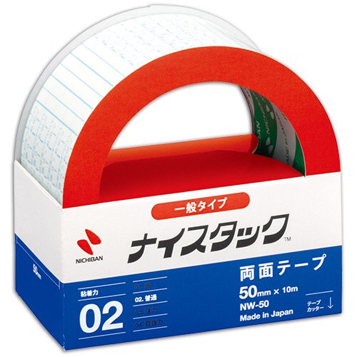 【代引不可】【イージャパンモール】【返品・交換・キャンセル・日時指定不可・法人（会社・企業）様限定】 必ず2通目のメールをご確認ください。 ※本商品は熨斗・包装（ラッピング）はお承り出来ない商品となります。 ※本商品はお届け先様名が法人（企業・会社）様宛ての場合のみお承りとなり、個人様宛てのご注文はお承りしておりませんので予めご了承くださいませ。 ※領収書につきましてはeメールにPDFファイルを添付してのご案内のみとなります。 ※本商品は【イージャパンショッピングモール】（イージャパンモール）の他の商品と同梱することは出来ません。※商品はご注文（ご決済）後、2-5営業日で発送（土・日・祝日除く）となります。※配送業者と契約がないため、送付先が沖縄・離島・一部地域の場合キャンセルとさせていただきます。※発送予定日は、在庫がある場合の予定日となります。 ※在庫がない場合には、キャンセルとさせて頂きます。 ※納期が遅れます場合には改めてご連絡させて頂きます。※キャンセル・返品・交換・日時指定不可です。（平日のみのお届け） ※ご注文確定後でのお届け先の変更等はお承りできませんのでご注意ください。 ※本商品は法人（企業・会社）様限定商品となり、お届け先は「法人（企業・会社）様」に限ります。（個人様宛てへのお届けはお承りしておりません） 　お届け先に法人名が確認できる表札等がない場合、お届けをお承りすることができなくなっております。 　また、住所または商品のお受取人様名に法人（企業・会社）様名をご記入いただけない場合もご注文をお承りできません。 ※再配達ならびに宅配ボックスへの投函は出来ませんので、お届け時にお留守でないようお願い致します。 ※商品のお写真はイメージ画像です。概要 両面テープのベストセラー サイズ 大巻 テープサイズ 幅50mm×長さ10m 基材厚み 0.09mm はく離紙厚み 0.11mm 内径 76mm 外径 97mm 材質 基材：古紙パルプ配合率40％再生紙、粘着剤：アクリル系、はく離紙：紙 重量 160g その他 ●カッターつき 備考 ※重量：パッケージ含む※メーカー都合によりパッケージが変更になる場合がございます。 JANコード 4987167015695 【メーカー・製造または販売元】NICHIBAN【広告文責】株式会社イージャパンアンドカンパニーズ 072-875-6666《ご注意ください》 ※本商品はキャンセル・返品・交換・日時指定不可の商品です。 　不良品、内容相違、破損、損傷の場合は良品と交換いたします。 　但し、商品出荷より7日以上たった商品につきましては交換いたしかねますのでご注意ください。 ※商品がリニューアルしている場合、リニューアル後の商品をお届けします。 ※法人（企業・会社）様宛ての場合のみご注文をお承りしております。（個人様宛てへのお届けはお承りしておりません） 　配送の日時指定は出来ません。お届け時にお留守でないようお願い致します。[関連キーワード：文房具 事務用品 接着用品 両面テープ]