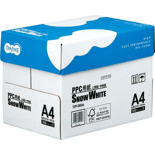 A4 Size Paper - 【送料無料】【個人宅届け不可】【法人（会社・企業）様限定】PPC用紙　SNOW　WHITE　A4　1箱(2500枚:500枚x5冊)