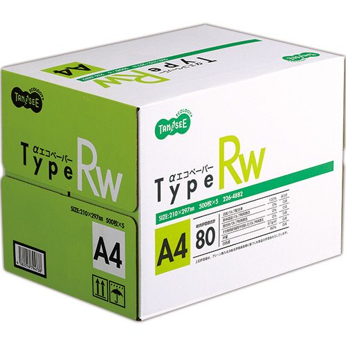 【送料無料】【個人宅届け不可】【法人（会社・企業）様限定】αエコペーパー　タイプRW　A4　1箱(2500枚:500枚x5冊)