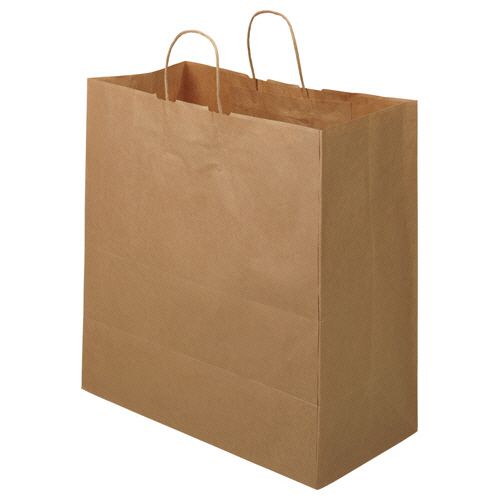 紙手提袋 丸紐 広・特大 430×440×幅210mm 茶無地 1パック(50枚)