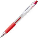 ノック式油性ボールペン(なめらかインク) 0.7mm 赤 (軸色:クリア) 1本(3)