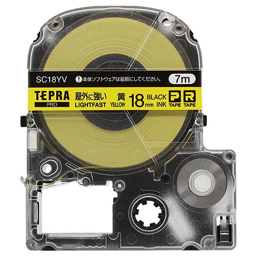 テプラ PRO テープカートリッジ 屋外に強いラベル 18mm 黄/黒文字 1個