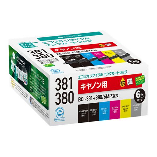 Rakuten - リサイクルインク　6色パック　[BCI?381+380/6MP互換]　ECI?C381?6P　1箱(6個:各1個)