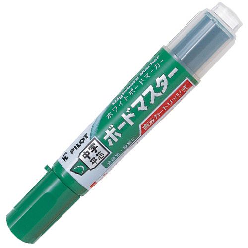 【イージャパンモール】【返品・交換・キャンセル不可】 必ず2通目のメールをご確認ください。 ※本商品は熨斗・包装（ラッピング）はお承り出来ない商品となります。※商品はご注文（ご決済）後、2-5営業日で発送（土・日・祝日除く）となります。※配送業者と契約がないため、送付先が北海道・沖縄・離島の場合キャンセルとさせていただきます。※発送予定日は、在庫がある場合の予定日となります。 ※在庫がない場合には、キャンセルとさせて頂きます。 ※納期が遅れます場合には改めてご連絡させて頂きます。※本商品はメーカー取り寄せ商品となります。 流動在庫となりますためお手配時に在庫がない場合はキャンセルとさせていただきます。 在庫と納期のご確認が必要な場合は事前にお問い合わせください。 ※ご注文確定後でのキャンセルやお届け先の変更等はお承りできませんのでご注意ください。 また、交換・返品はお承りできません。 ※商品のお写真はイメージ画像です。概要 【詰替タイプ】遠くからでもハッキリ見える濃い筆跡のボードマーカー。 商品説明 ●中字平芯のボードマーカー。インク色はグリーンです。●ボード板への筆記を続けても、途中でかすれたりせずに常に濃く、くっきりと書くことができます。ホワイトボードはもちろん、電子ボード（OAボード）にも適しています。●使いはじめからカートリッジのインキがなくなるまで、濃く、ムラのない筆跡を安定して継続します。●カートリッジ式だから、インキ補充も簡単に行えます。 仕様 タイプ 詰替タイプ インク種類 アルコール系顔料インキ インク色 グリーン 芯の太さ 中字 芯形状 平芯 線幅 2.2〜5.2mm 全長 135mm 軸径 Φ24.0mm 対応カートリッジ P-WMRF8-G 材質 軸・キャップ：リサイクル樹脂 重量 22.5g シリーズ名 ボードマスター JANコード 4902505371509 環境商品 プラスチックの再利用91％エコマーク認定番号：17112231 【メーカー・製造または販売元】パイロット【広告文責】株式会社イージャパンアンドカンパニーズ 072-875-6666《ご注意ください》 ※本商品はキャンセル・返品・交換不可の商品です。 ※商品の性質上、返品・交換・キャンセルはお受けできません。 　不良品、内容相違、破損、損傷の場合は良品と交換いたします。 　但し、商品到着から3日以内にご連絡をいただけない場合、交換いたしかねますのでご注意ください。 ※商品がリニューアルしている場合、リニューアル後の商品をお届けします。[関連キーワード：文具・事務用品 筆記具 ホワイトボードマーカー 直液タイプ]