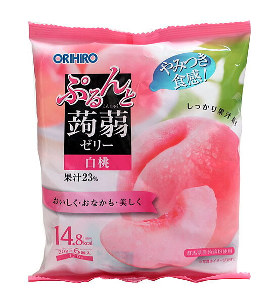 【送料無料】★まとめ買い★　オリヒロ　ぷるんと蒟蒻ゼリーパウチ　白桃　20g×6個　×24個【イージャパンモール】