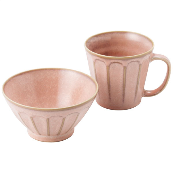 【送料無料】フルート　マグ＆ライスボウル　FLT−2022B（ピンクマット）【ギフト館】