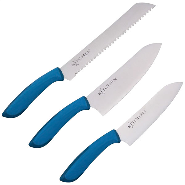 【送料無料】バイアキッチン　包丁3点セットスカイ　70SB（スカイ）【ギフト館】