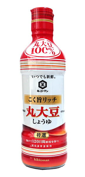 【送料無料】★まとめ買い★ キッコーマン いつでも新鮮 こく旨リッチ 特選 丸大豆しょうゆ 450ml ×12個【イージャパンモール】