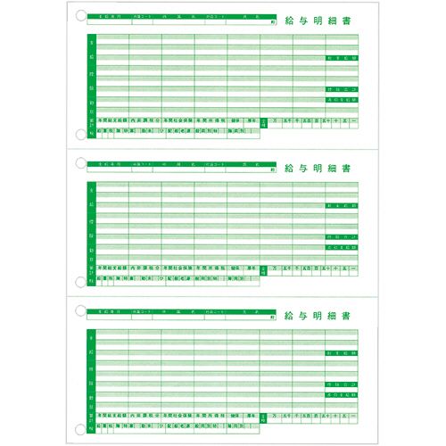 Rakuten - 給与明細書III　(ページプリンタ用・穴有)　A4タテ　三分割　1冊(100枚)