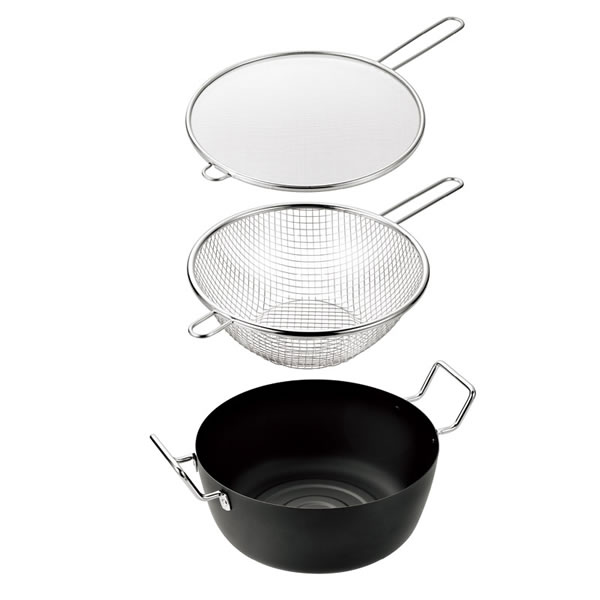 【送料無料】燕熟の技　深型天ぷら鍋22cm3点セット　EJTF−800　EJTF−800【ギフト館】