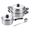 【送料無料】燕三 IH対応二段蒸し器&片手鍋(お玉付) EM−021 EM−021【ギフト館】