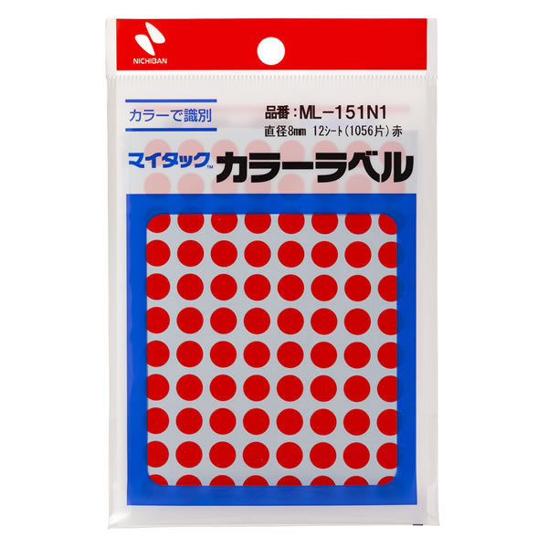 ニチバン　マイタックカラーラベル　赤　ML−151N1【返品・交換・キャンセル不可】...