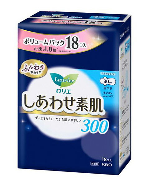 花王　ロリエ　しあわせ素肌ボリュームパック多い夜用30cm羽つき　18個【イージャパンモール】