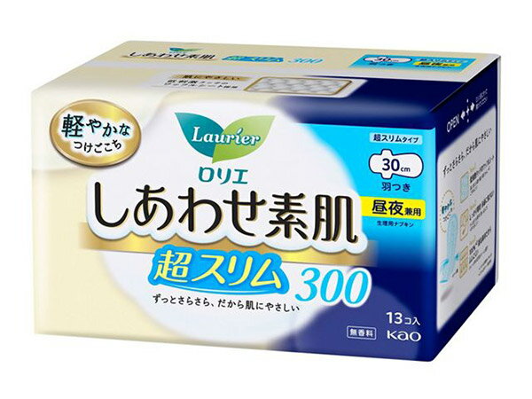 ★まとめ買い★　花王　ロリエ　しあわせ素肌　超スリム　昼夜兼用30cm　羽つき　13個　×18個【イージャ..