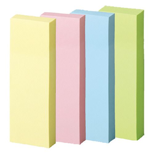 強粘着ふせん 75×25mm パステルカラー・4色 1パック(20冊)