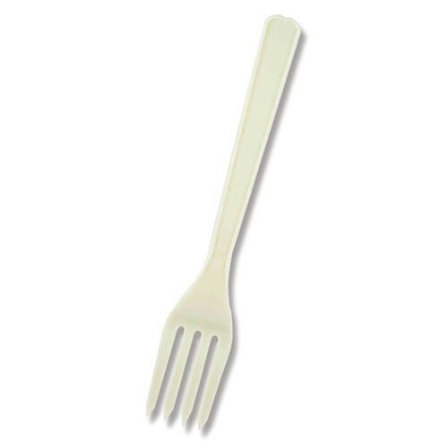 プラスチックフォーク　16cm　アイボリー　単袋　1パック(100本)