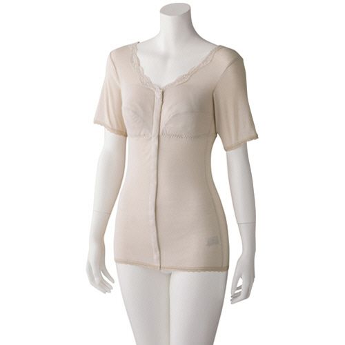 ソフトカップ付　3分袖ホックシャツ　ベージュ　M　1着