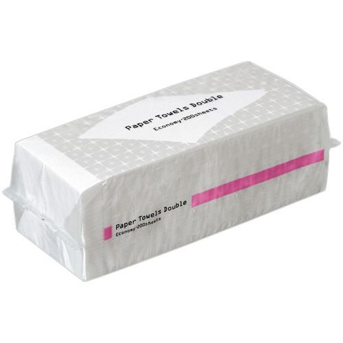 ペーパータオル　抗菌・ダブル（エコノミー）　200組／パック　1セット（5パック）