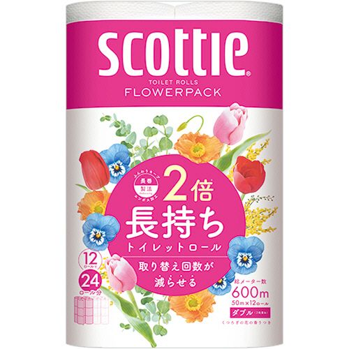 【送料無料】【個人宅届け不可】【法人（会社・企業）様限定】スコッティ　2倍巻き　フラワーパック　..